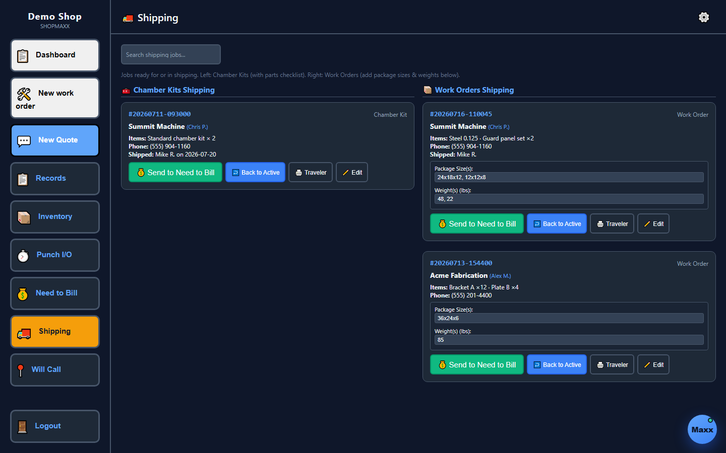 ShopMaxx shipping board